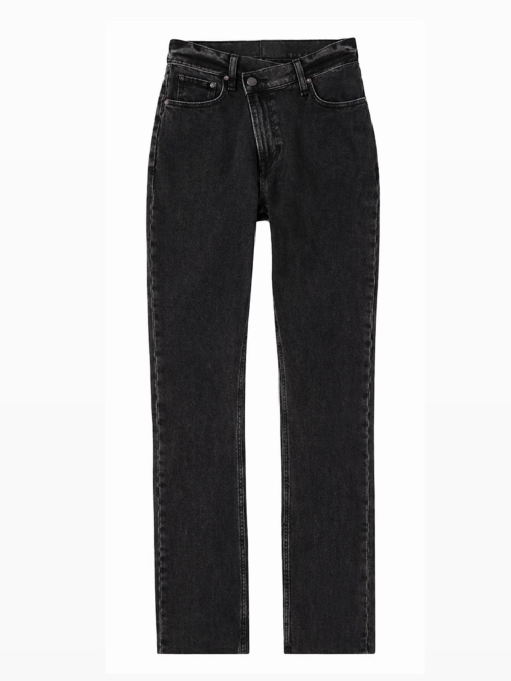 Abercrombie Curve Love High Rise Asymmetrical Mom Jeans Black Wash Size 24